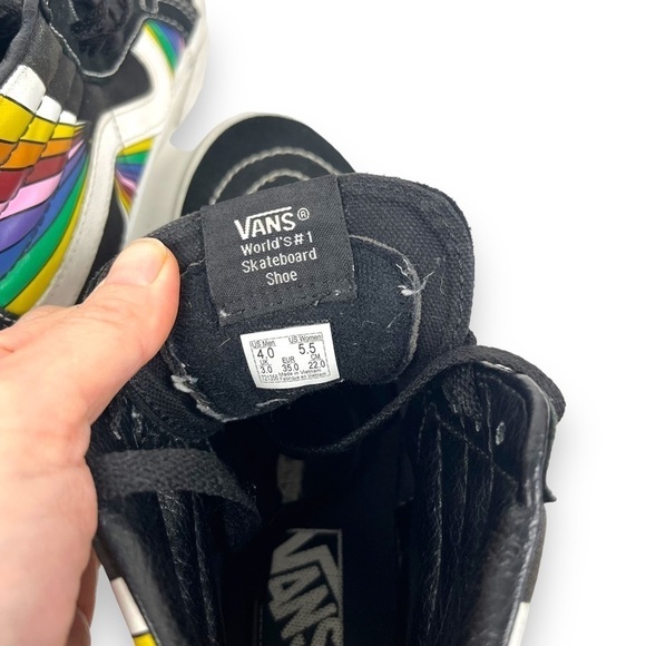 Vans Shoes Mens 4 Womens 5.5 Black Rainbow Stripe High Top Sk8 Reissue Sneakers - Picture 9 of 9